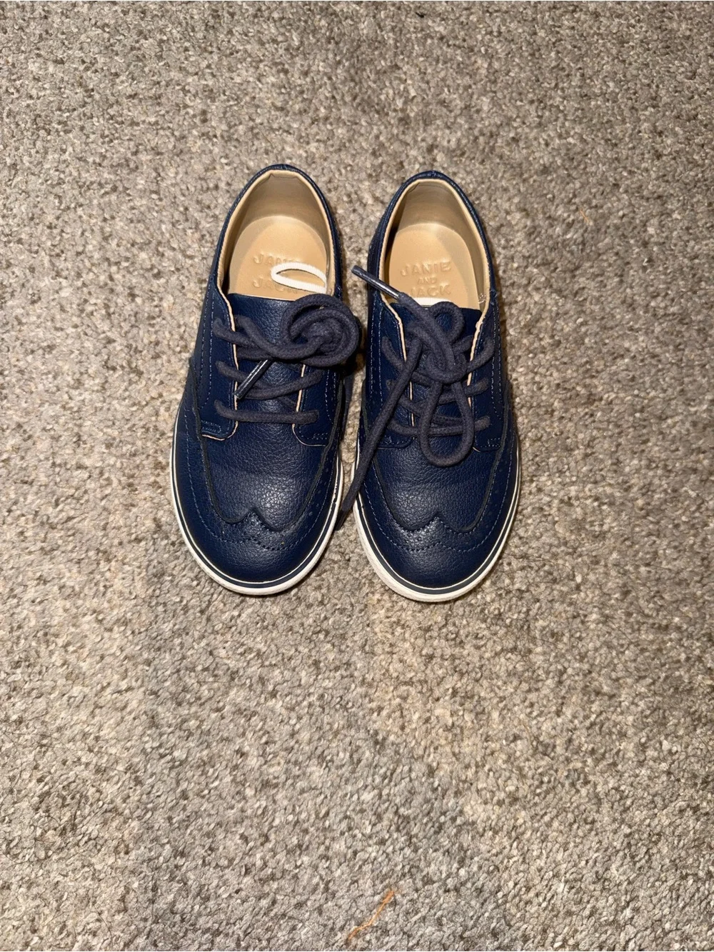 Janie and Jack Navy Leather Wingtip Sneakers